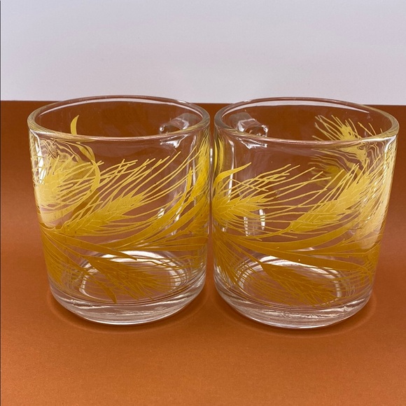 Vintage Libby Other - Vintage Libby Golden Yellow Wheat Glass Coffee Cups Made In USA Set Of Two